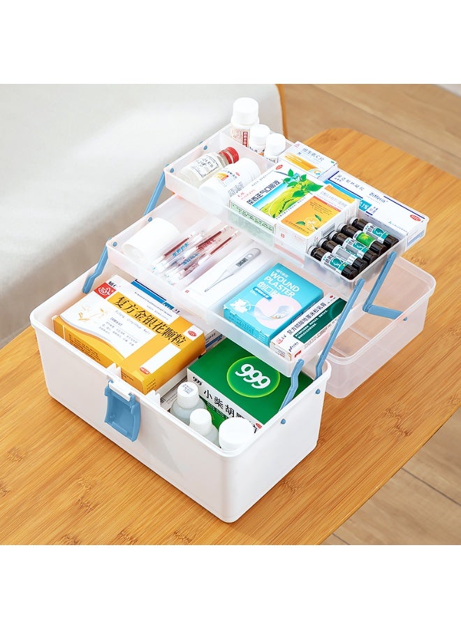 Alissa Plastic Makeup Organizer Cabinet 3 Tier Storage Box Toys Stationery Storage Container Foldable 180° Flip Lid Organiser for Home Office Vanity Countop Cosmetics Drawer Storage Box - Image 2