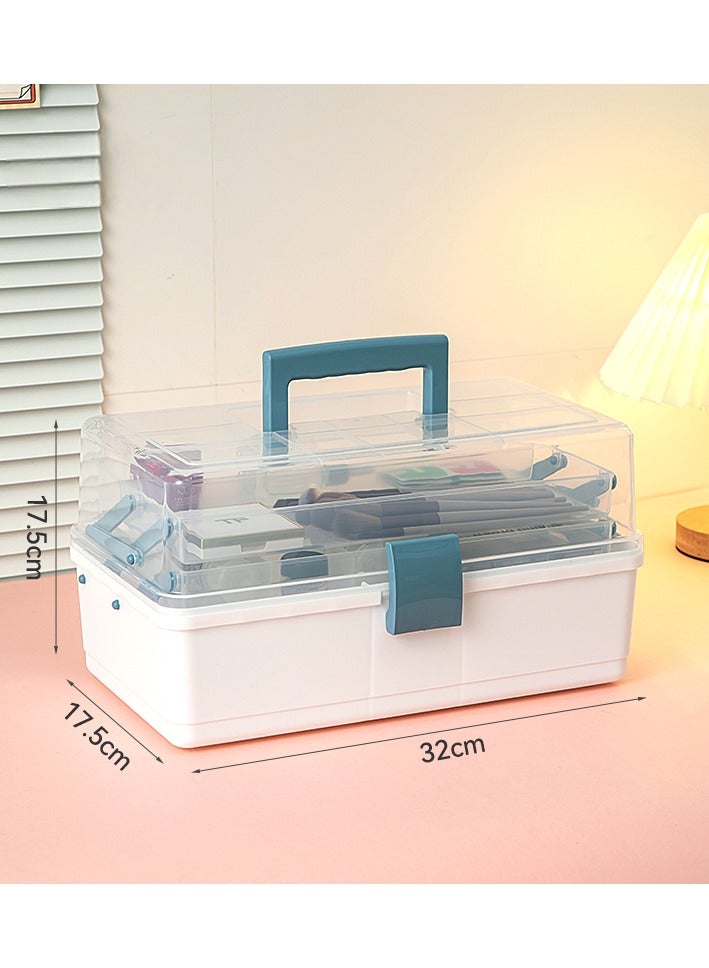 Alissa Plastic Makeup Organizer Cabinet 3 Tier Storage Box Toys Stationery Storage Container Foldable 180° Flip Lid Organiser for Home Office Vanity Countop Cosmetics Drawer Storage Box - Image 5