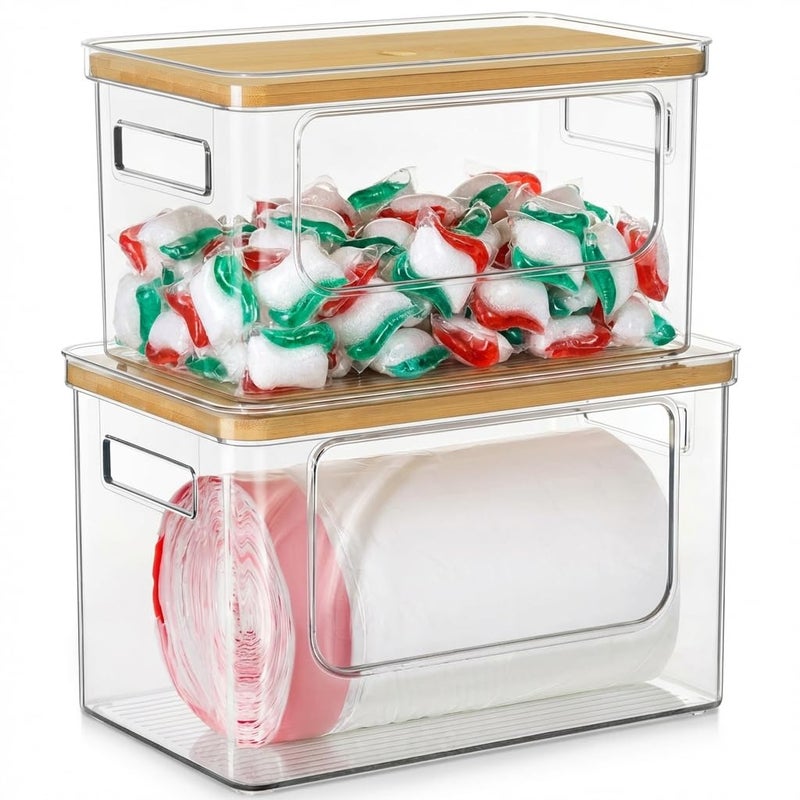 Hudgan 2 Pack Large Trash Bag Dispenser, 2 in 1 Garbage Bag and Dishwasher Pods Organizer Under Sink - Image 2