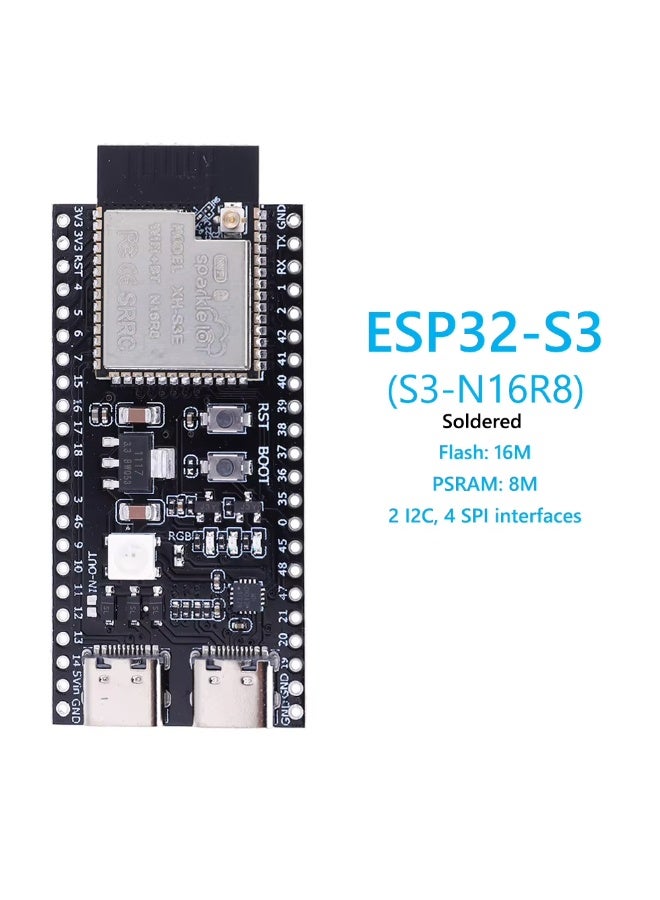 لوحة تطوير ESP32-S3-N16R8 16MB + لوحة توسيع + هوائي واي فاي مجموعة كاملة - Image 2