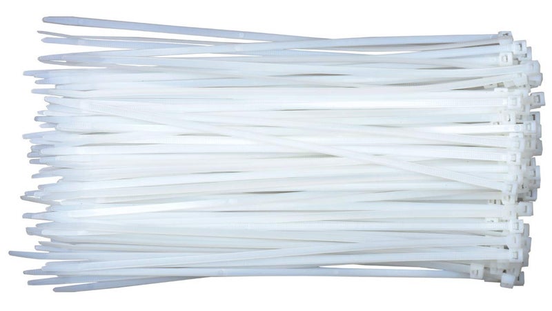 Rpi shop - 4” Inch (100 L x 2.5 W) Cable Ties UV resistant Nylon Zip Wire Organizer Self Locking Tie White - 100 PCS - Image 1