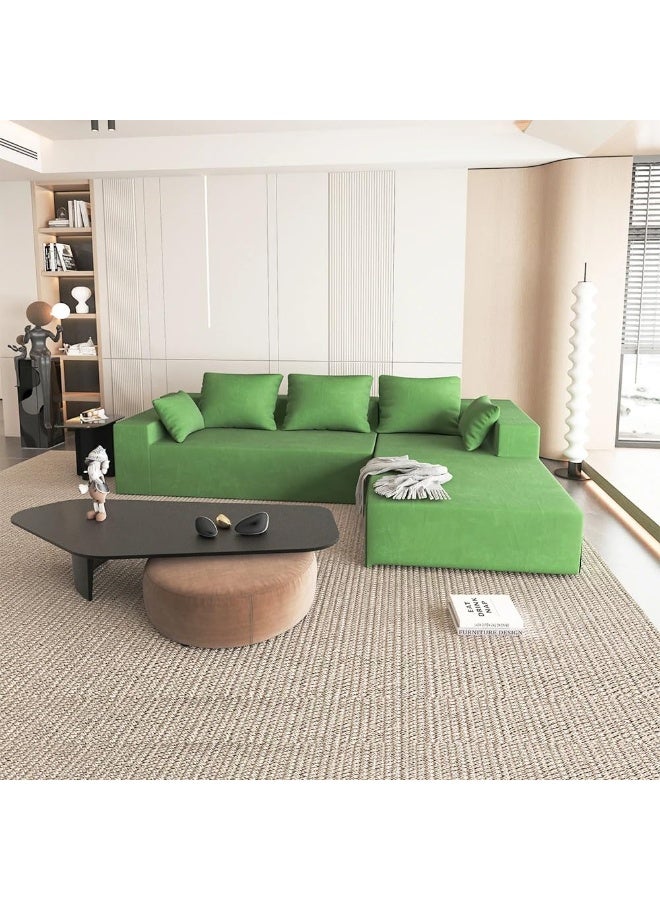Generic Elegant 4-Seat L-Shape Sofa Set Complete with Pillows for a Stylish Living Room (Left, Green)  - Image 1