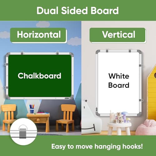 YAJNAS Non Magnetic (45CM x 60CM) 1.5X2 Feet Double Sided White Board and Chalk Board Both Side Writing Boards, one Side White Marker and Reverse Side Chalk Board Surface - Set of 1 - Image 3