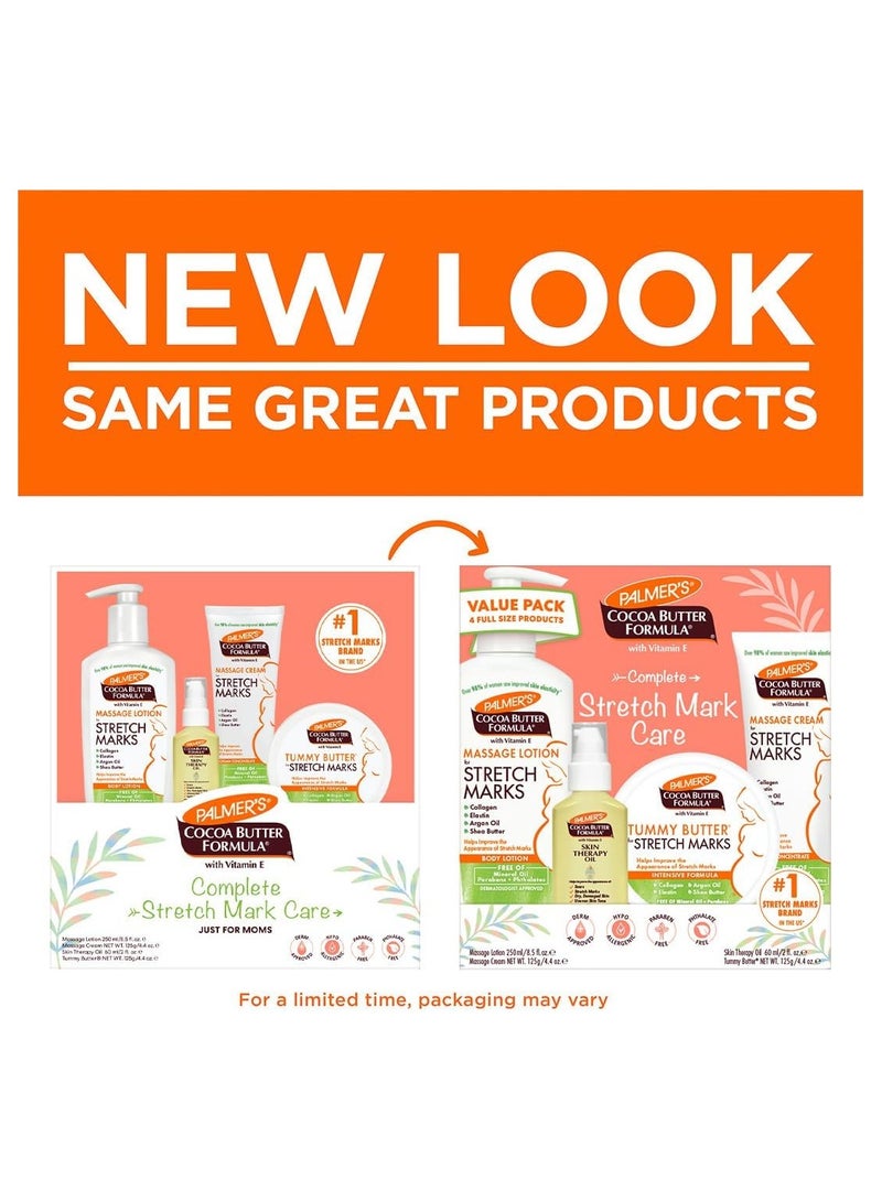 Palmer's Cocoa Butter Formula Pregnancy Skin Care Kit for Stretch Marks and Scars, Dermatologist Approved, Gift for Mom to Be, 4 Piece Full Size Set - Image 2