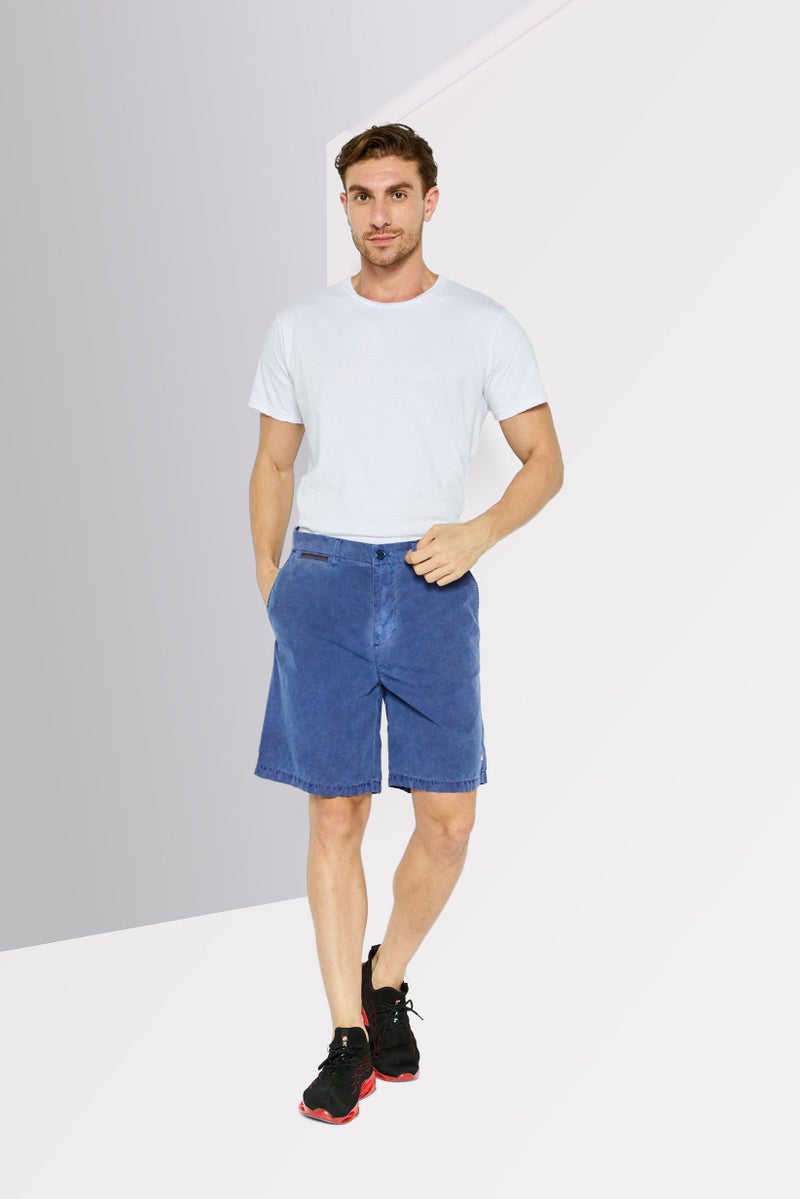 Sundek Men Patch Logo Chino Shorts , Washed Navy - Image 2