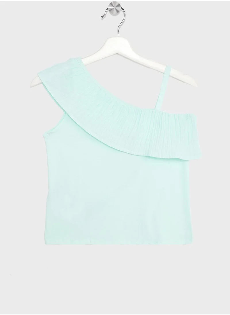 MANGO Kids Essential Ruffled Asymmetric T-Shirt