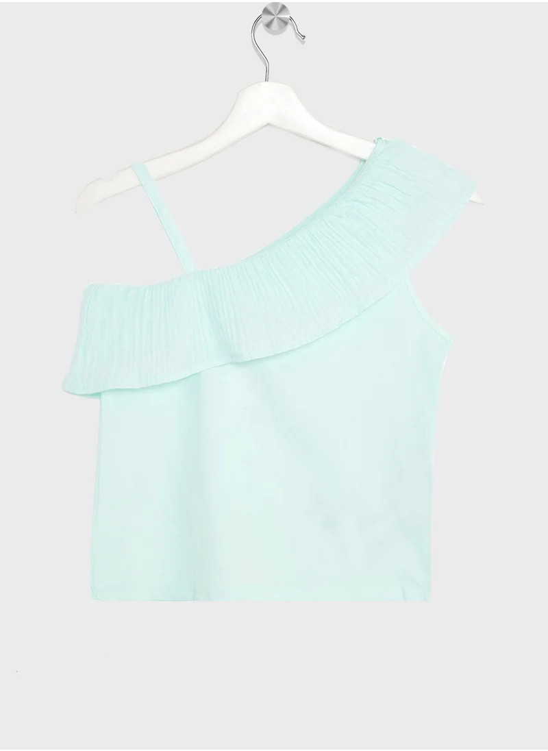 MANGO Kids Essential Ruffled Asymmetric T-Shirt