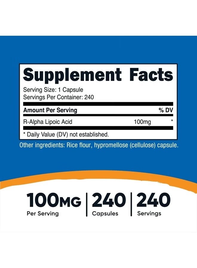 Nutricost, R-Alpha Lipoic Acid, 100 mg, 240 Capsules - Image 3