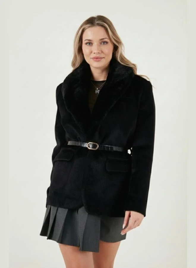 ليلا معطف نسائي بياقة شال وحزام من ليلا