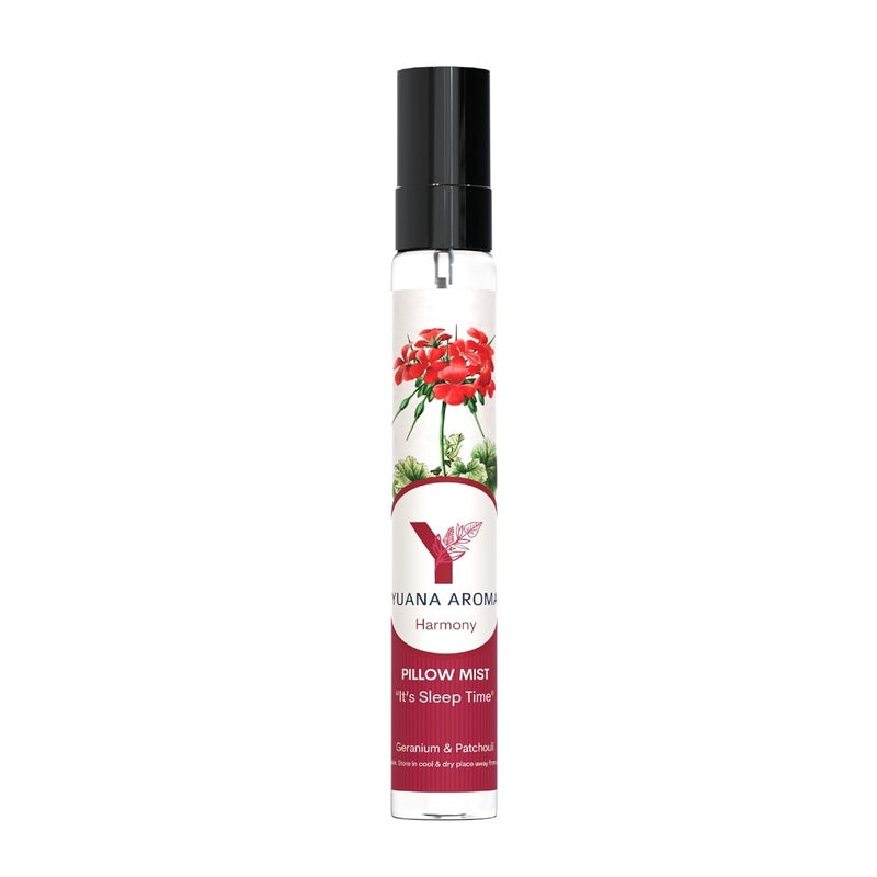 Yuana Yuana Aroma Pillow Mist Harmony For Improved Sleep Quality and Stress Relief Mist or Spray on Pillow for Good Sleep 100 Natural with Geranium and Patchouli Essential Oils 15 ml  - Image 1