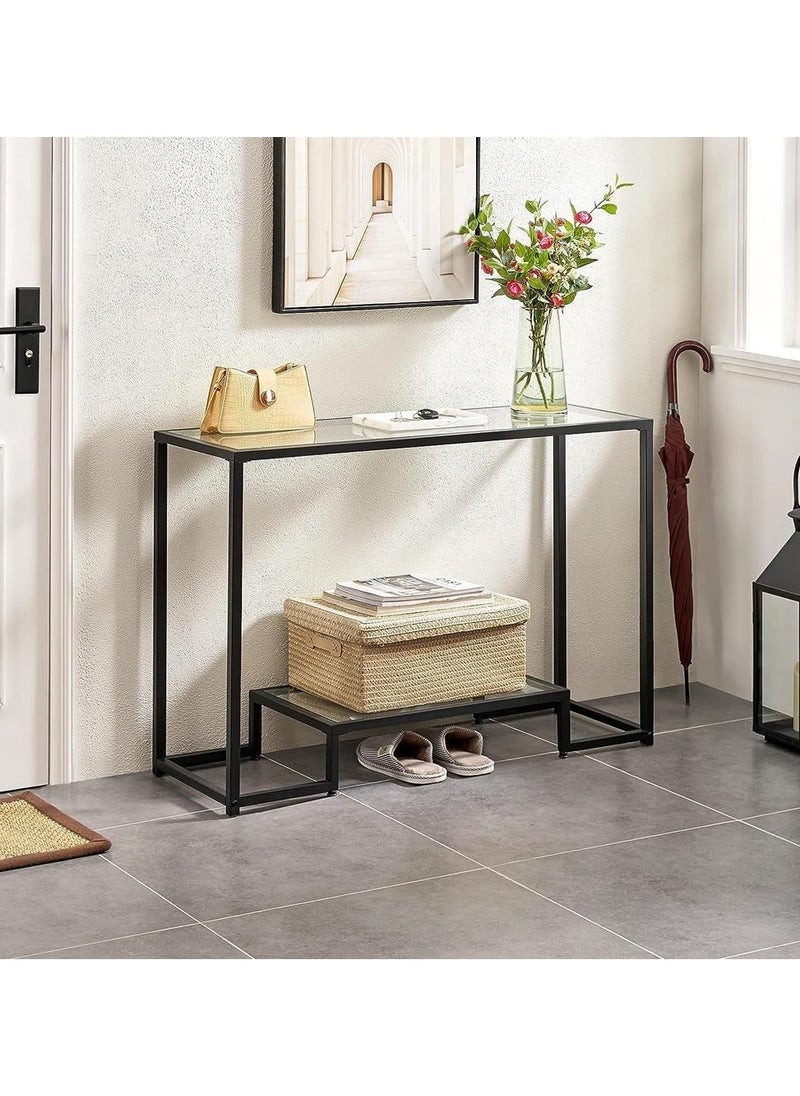 LINGWEI Console Table With Storage Shelf Black 120x80x40cm  - Image 2