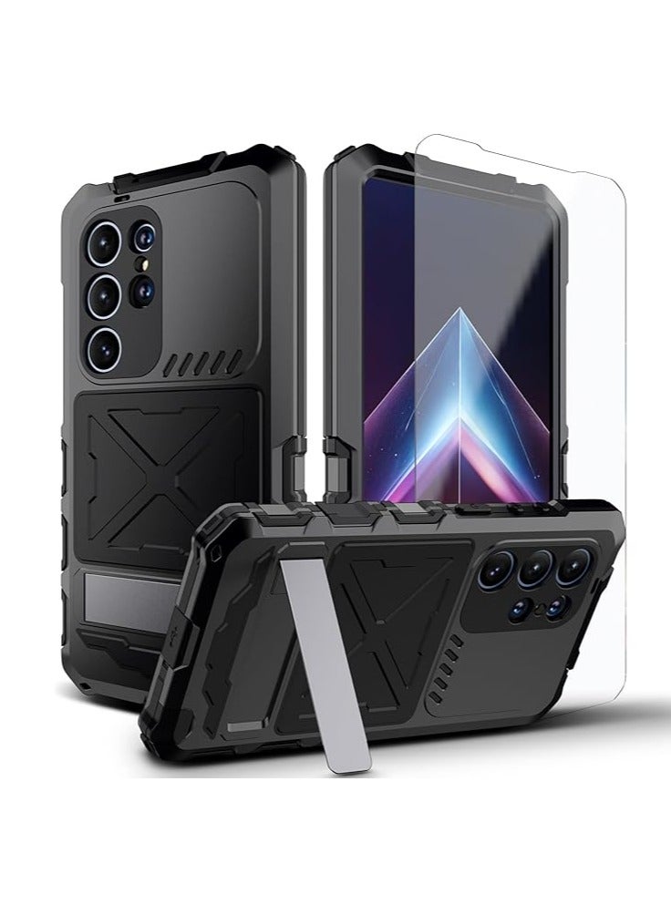 عام حافظة الهاتف لجهاز Samsung Galaxy S24 Ultra مصنوعة من معدن الألومنيوم القوي، مع واقي شاشة مدمج، عدسة بجودة عسكرية، ومطاط صلب وقوي، وهي تعتبر درعاً للهواتف للرجال. - Image 1