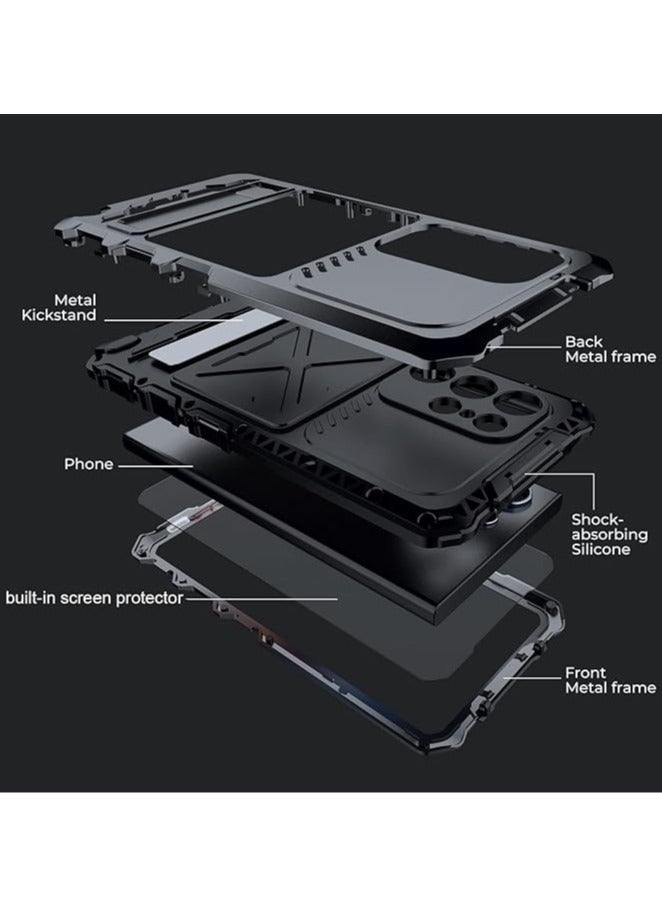 عام حافظة الهاتف لجهاز Samsung Galaxy S24 Ultra مصنوعة من معدن الألومنيوم القوي، مع واقي شاشة مدمج، عدسة بجودة عسكرية، ومطاط صلب وقوي، وهي تعتبر درعاً للهواتف للرجال. - Image 3