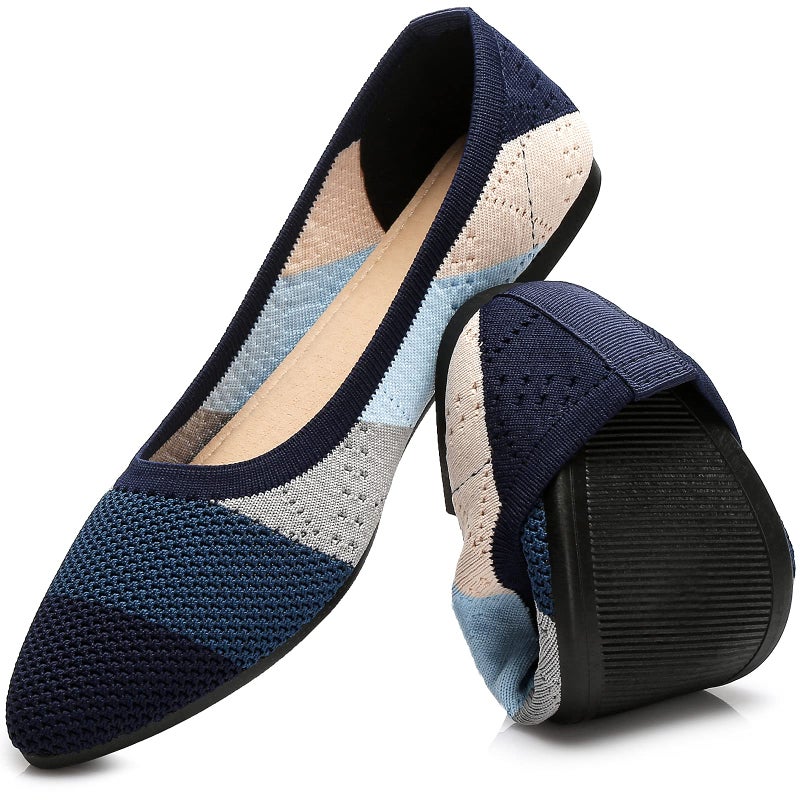 HEAWISH Womenâ€™s Ballet Flat Flats Shoes Comfortable Mesh Pointed Toe Slip On Dress Shoes(Blue,US11) - Image 1