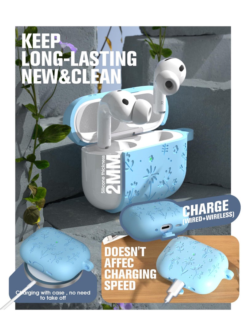 Arabest AirPods Pro Case Cute with Cherry Blossom Keychain and Cleaning Kit, Soft Silicone Shockproof Flower Engraved Cover Compatible with AirPod Pro  Case Cover - Image 4