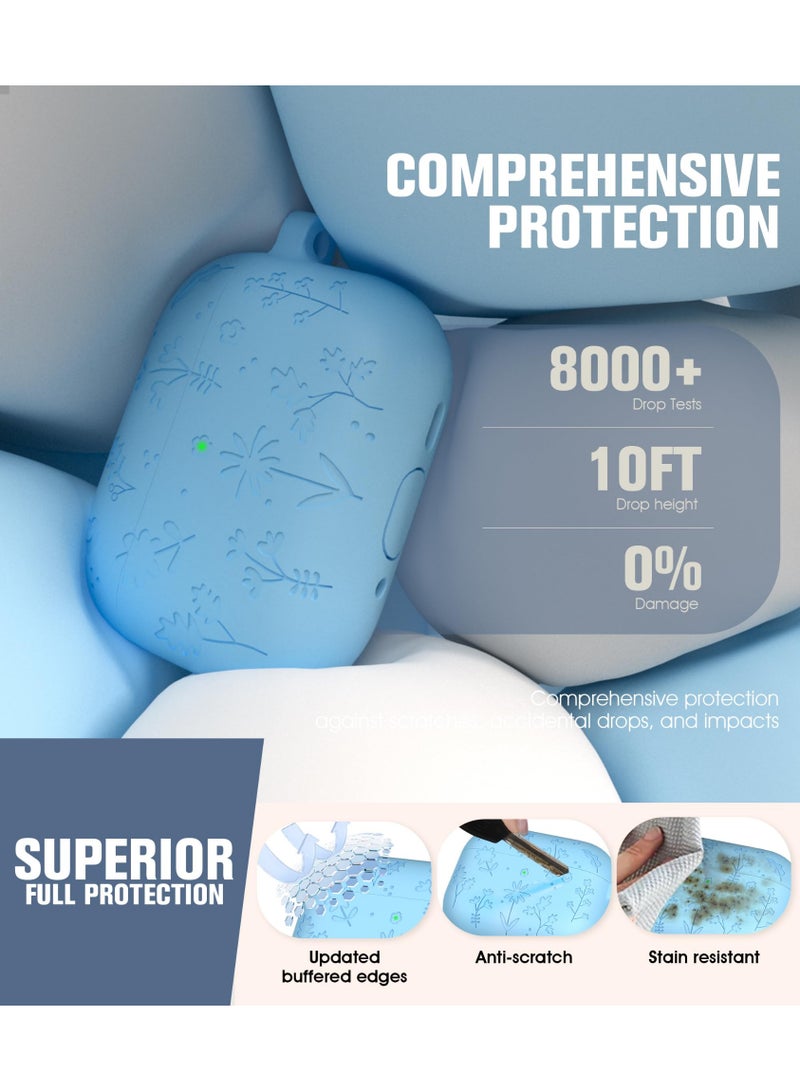 Arabest AirPods Pro Case Cute with Cherry Blossom Keychain and Cleaning Kit, Soft Silicone Shockproof Flower Engraved Cover Compatible with AirPod Pro  Case Cover - Image 3