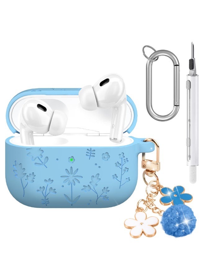 Arabest AirPods Pro Case Cute with Cherry Blossom Keychain and Cleaning Kit, Soft Silicone Shockproof Flower Engraved Cover Compatible with AirPod Pro  Case Cover - Image 1