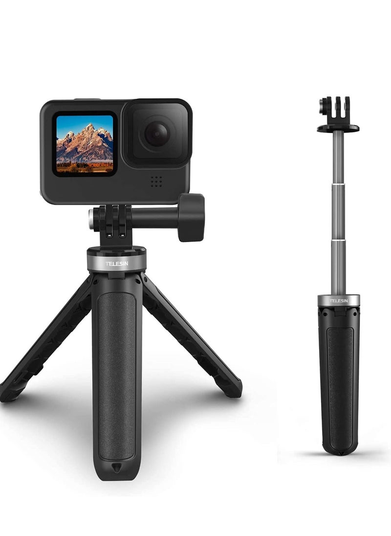 تيليسن TELESIN Mini Desktop Selfie Stick Tripod لكاميرا الحركة، حجم صغير قابل للتمديد وطول محمول قابل للتعديل GoPro DJI Action 2 Osmo Action Insta360 حامل ثلاثي القوائم للكاميرا الرياضية  - Image 1