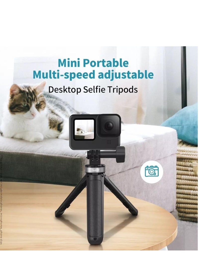 تيليسن TELESIN Mini Desktop Selfie Stick Tripod لكاميرا الحركة، حجم صغير قابل للتمديد وطول محمول قابل للتعديل GoPro DJI Action 2 Osmo Action Insta360 حامل ثلاثي القوائم للكاميرا الرياضية  - Image 2