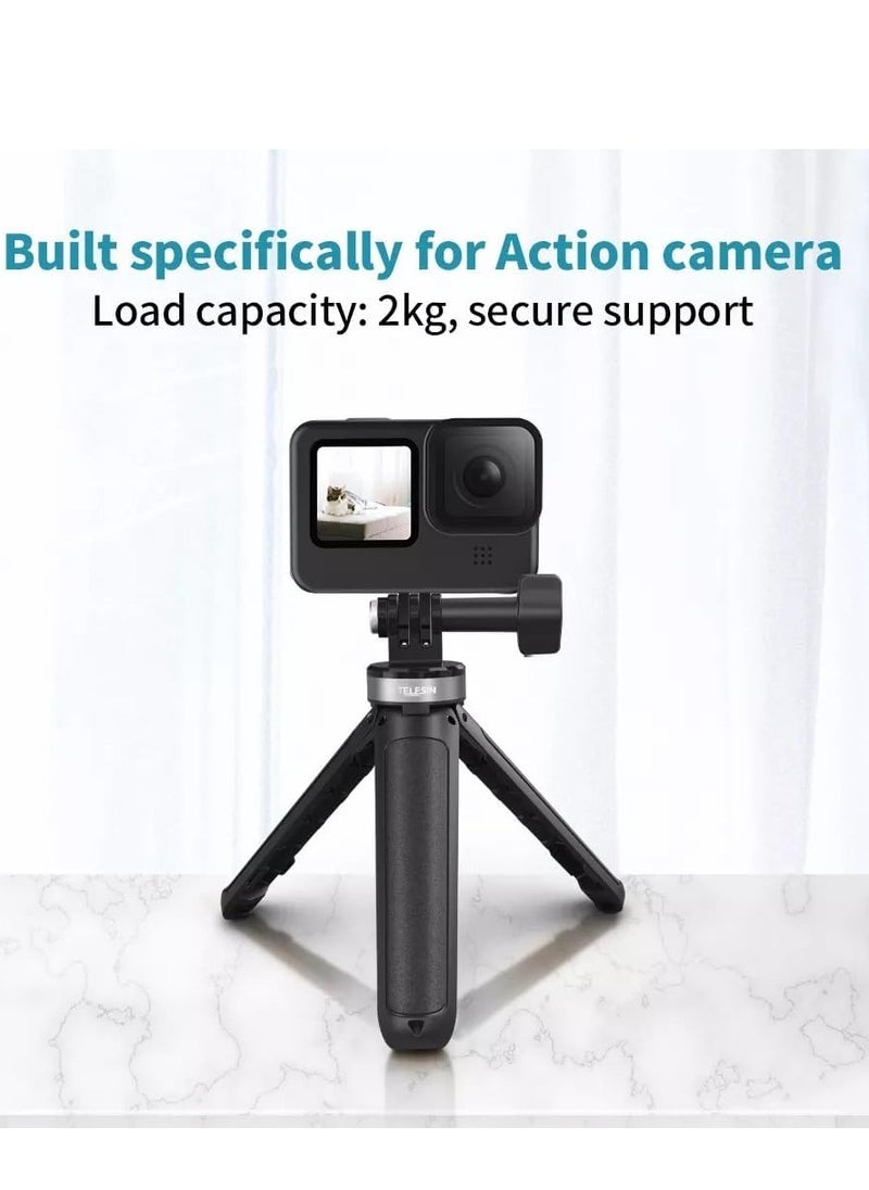 تيليسن TELESIN Mini Desktop Selfie Stick Tripod لكاميرا الحركة، حجم صغير قابل للتمديد وطول محمول قابل للتعديل GoPro DJI Action 2 Osmo Action Insta360 حامل ثلاثي القوائم للكاميرا الرياضية  - Image 3