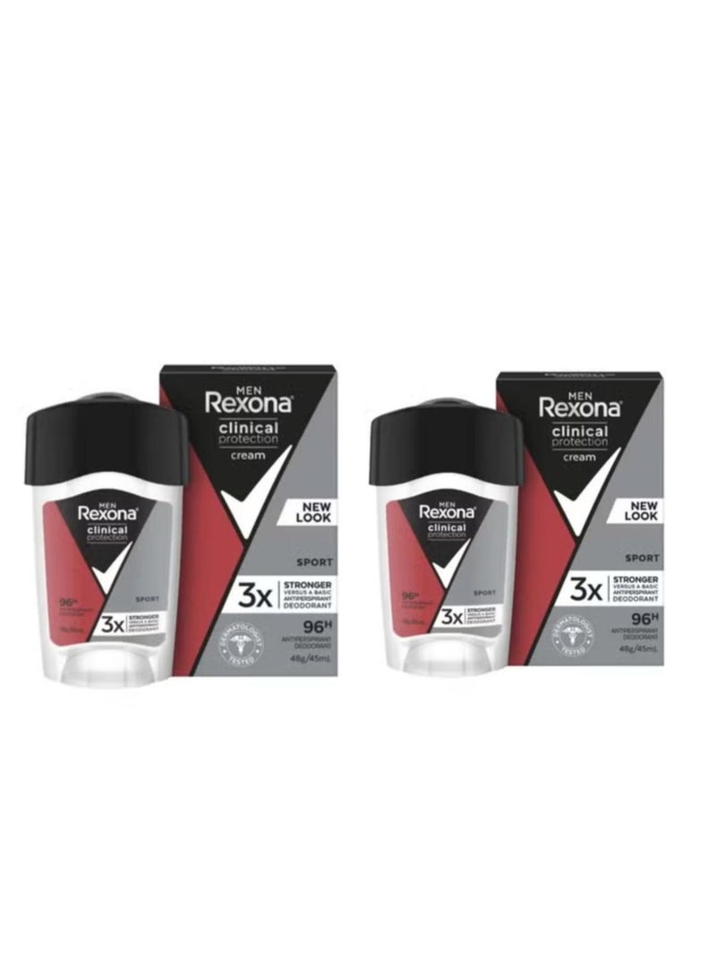 Men Clinical Protection Deodorant Cream Sport Anti Perspirant with 3x Protectio45ml 2pcs