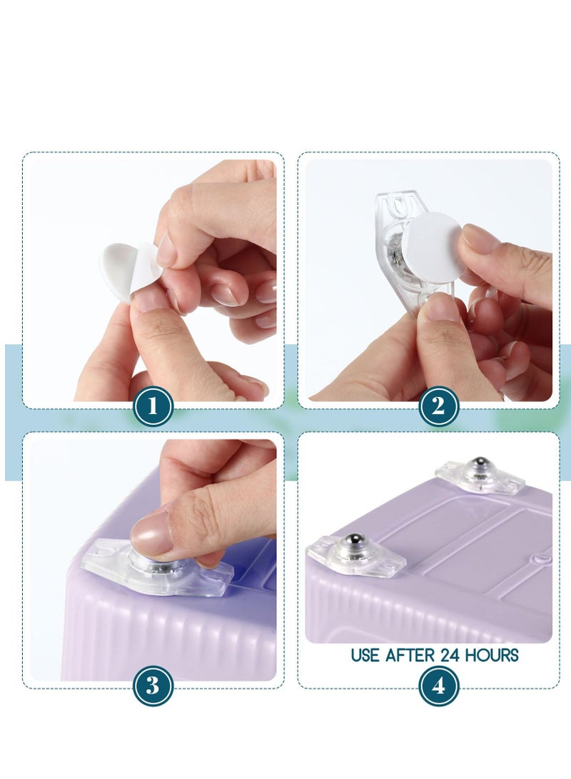 عجلات عالمية ذات لاصق ذاتي، عبوة 16 عجلة شفافة دوارة، دوران 360 درجة، بكرة لاصقة من الفولاذ المقاوم للصدأ لصناديق التخزين وقمامة بقدرة تحميل 20 كغ. - Image 5