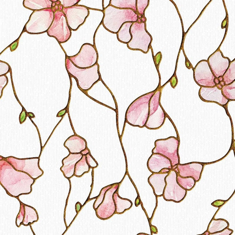 BEAUS TILE UNI Window Film Static Clings Non Adhesive 3D Stained Glass Window Decals UV Protection (Cherry Blossom, 37.4 x 24.4 Inch) - Image 1