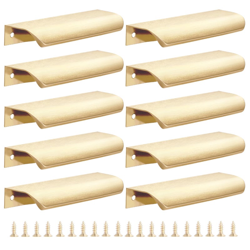 Malimali 10 Pack Dark Gold Edge Finger Pulls for Cabinets 472 Kitchen Drawer Handles Modern Aluminum Concealed Tab Pulls for Closet Door Brushed Dark Gold