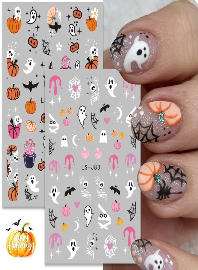 LRKNNO Halloween 3D Nail Stickers, Paper Decals for Women, Ghost, Skull, Pumpkin, Spider, Cat, 6 Sheets - Image 2