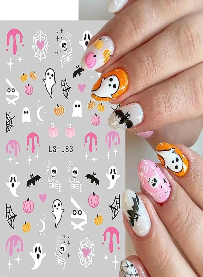 LRKNNO Halloween 3D Nail Stickers, Paper Decals for Women, Ghost, Skull, Pumpkin, Spider, Cat, 6 Sheets - Image 3
