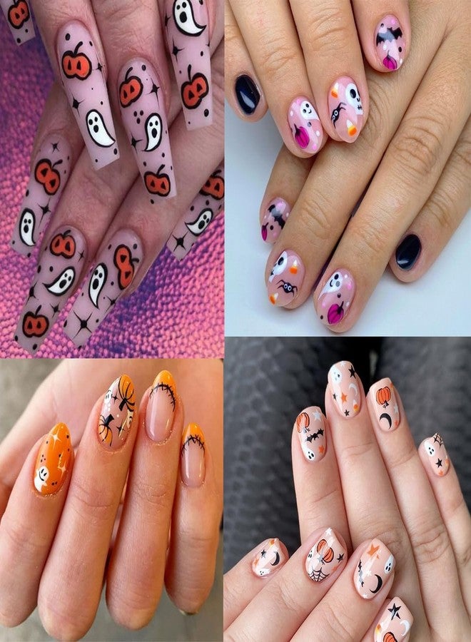 LRKNNO Halloween 3D Nail Stickers, Paper Decals for Women, Ghost, Skull, Pumpkin, Spider, Cat, 6 Sheets - Image 4