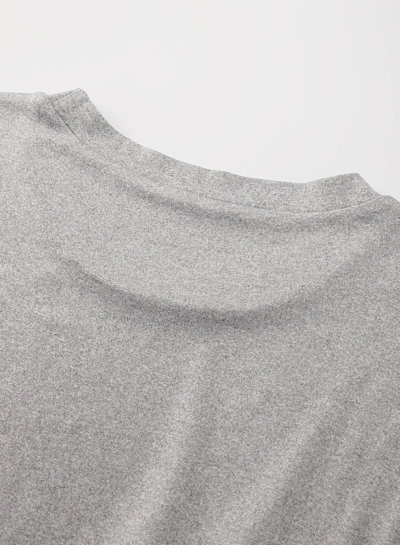 Mesery Dress Cotton Short Sleves-Grey  - Image 4