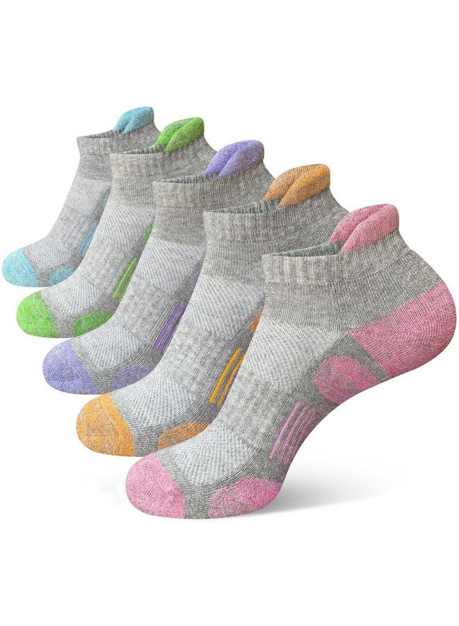 Heyoboy Womens Cotton Ankle Socks Anti-blister Thick Cushioned Wicking Athletic Running Socks 5 Pairs - Image 1