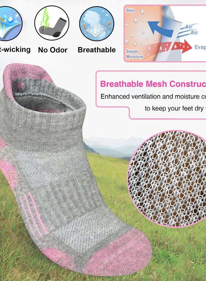 Heyoboy Womens Cotton Ankle Socks Anti-blister Thick Cushioned Wicking Athletic Running Socks 5 Pairs - Image 4