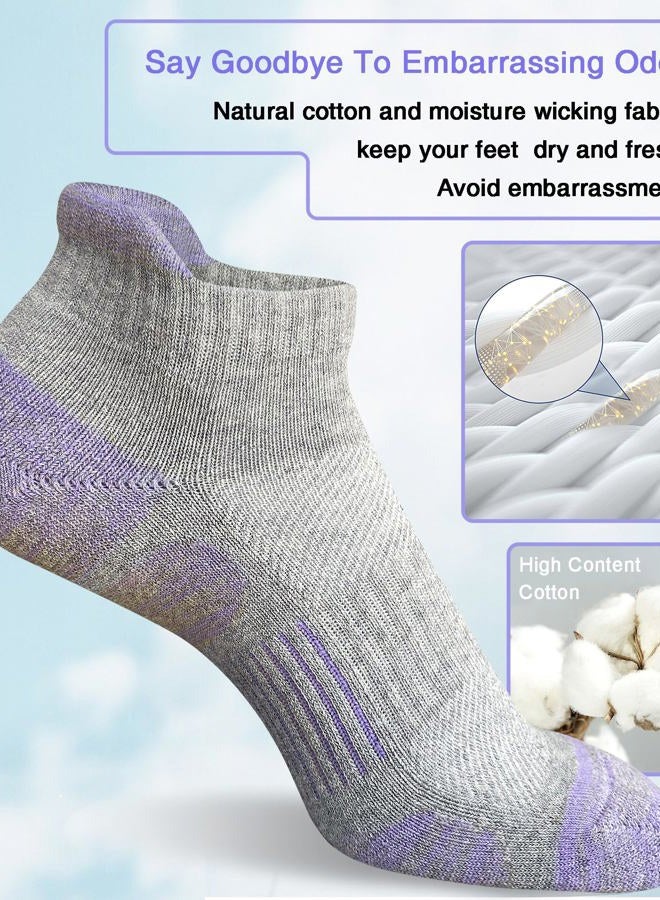 Heyoboy Womens Cotton Ankle Socks Anti-blister Thick Cushioned Wicking Athletic Running Socks 5 Pairs - Image 5