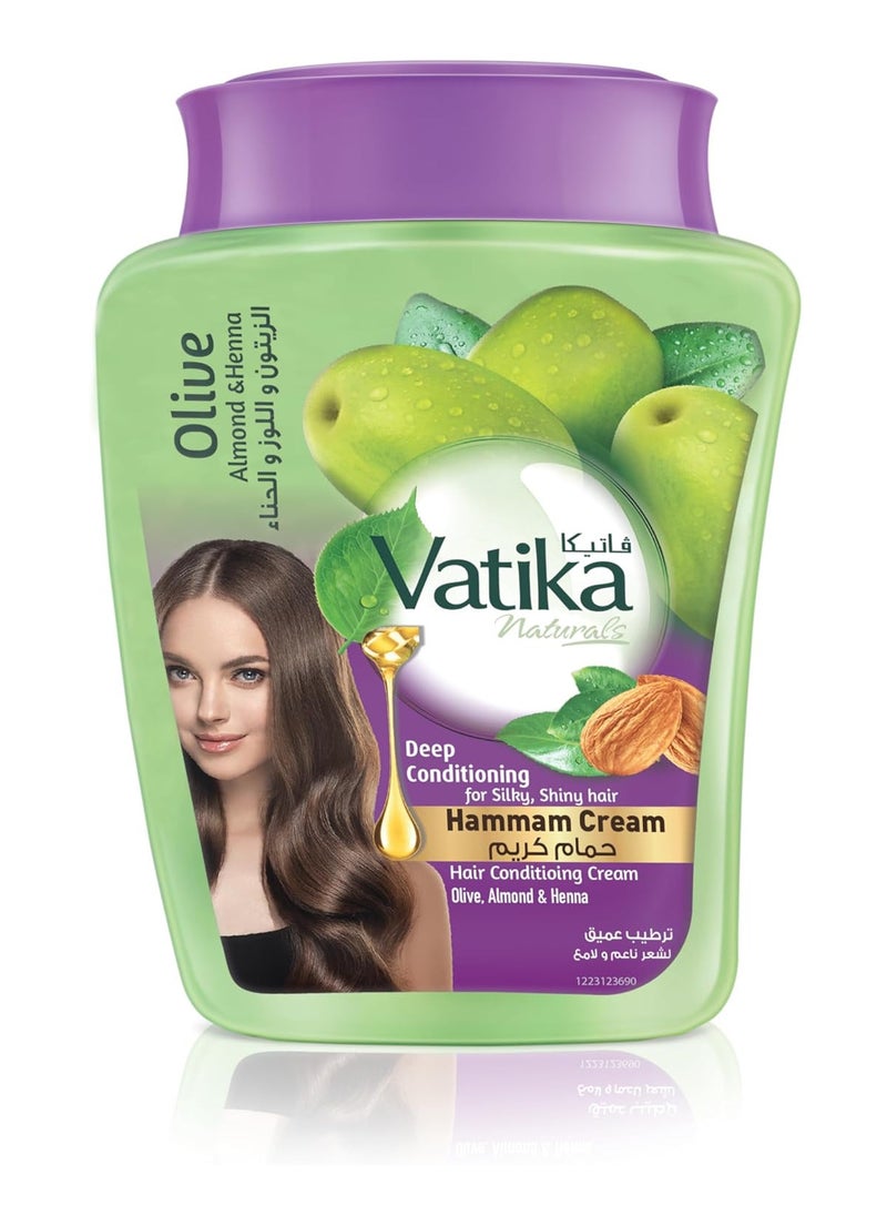 VATIKA Vatika Naturals Deep Conditioning Hair Cream Bath Oil 450g Natural Extracts of Almond, Henna and Olive for Dull and Dry Hair 