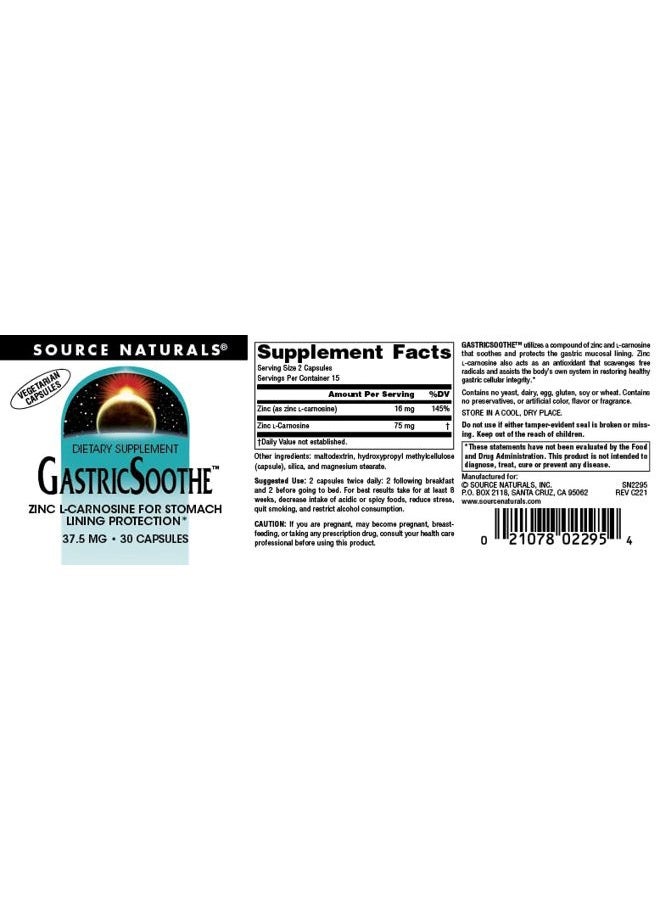 Source Naturals زنك إل-كارنوزين جاستريك سوذ - 30 كبسولة نباتية - Image 4