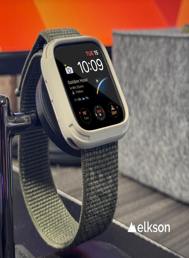 elkson 41mm Bumper Case Compatible with Apple Watch 9/8/7, Quattro Series Rugged Case for iWatch, Military Grade Durable Protective Cover, Flexible Shockproof, Starlight - Image 4