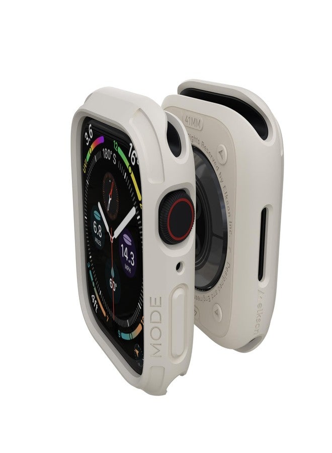 elkson 41mm Bumper Case Compatible with Apple Watch 9/8/7, Quattro Series Rugged Case for iWatch, Military Grade Durable Protective Cover, Flexible Shockproof, Starlight - Image 1