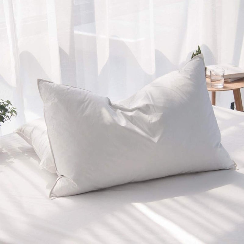 AIKOFUL Luxury Feathers Down Pillow Queen Size, Hotel Quality Fluffy Bed Pillow, Soft Pillow for Sleeping, Organic Cotton Cover(20x28â€, Pack of 1) - Image 1
