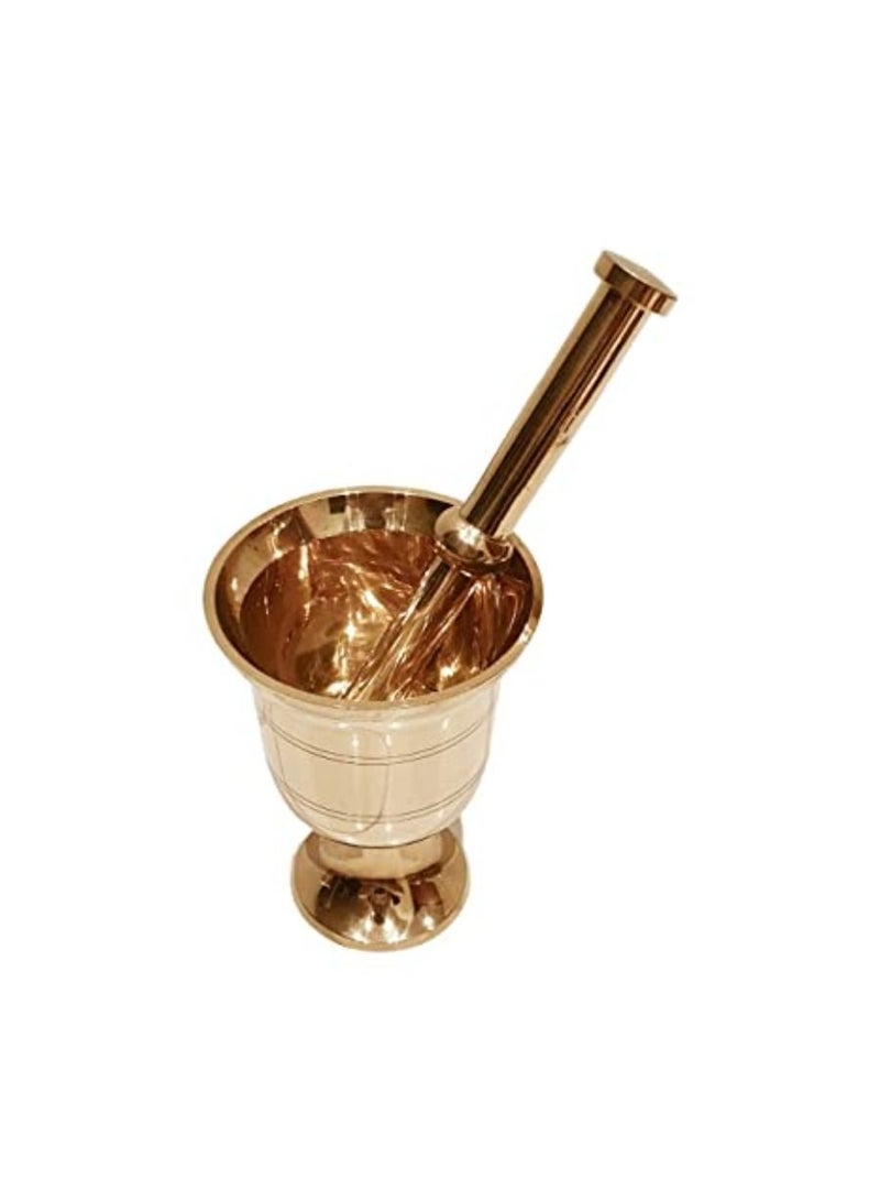 QUESERA One Huge Mortar and Pestle 13 cm and 17 cm pestle  Polished Heavy Brass Mortar - Image 3