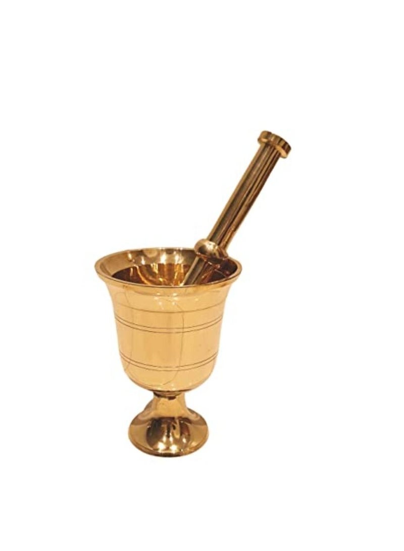 QUESERA One Huge Mortar and Pestle 13 cm and 17 cm pestle  Polished Heavy Brass Mortar - Image 2
