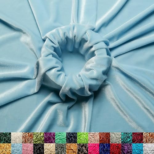 Cottonfry Stretch Velvet Fabric | Luxury & Soft | 60" Wide Roll | 10% Spandex | Sewing, Apparel, Upholstery (5m, Sky Blue), Solid - Image 4