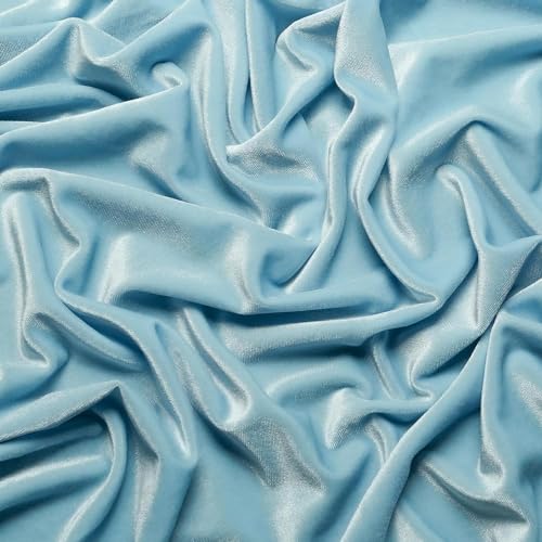 Cottonfry Stretch Velvet Fabric | Luxury & Soft | 60" Wide Roll | 10% Spandex | Sewing, Apparel, Upholstery (5m, Sky Blue), Solid - Image 1