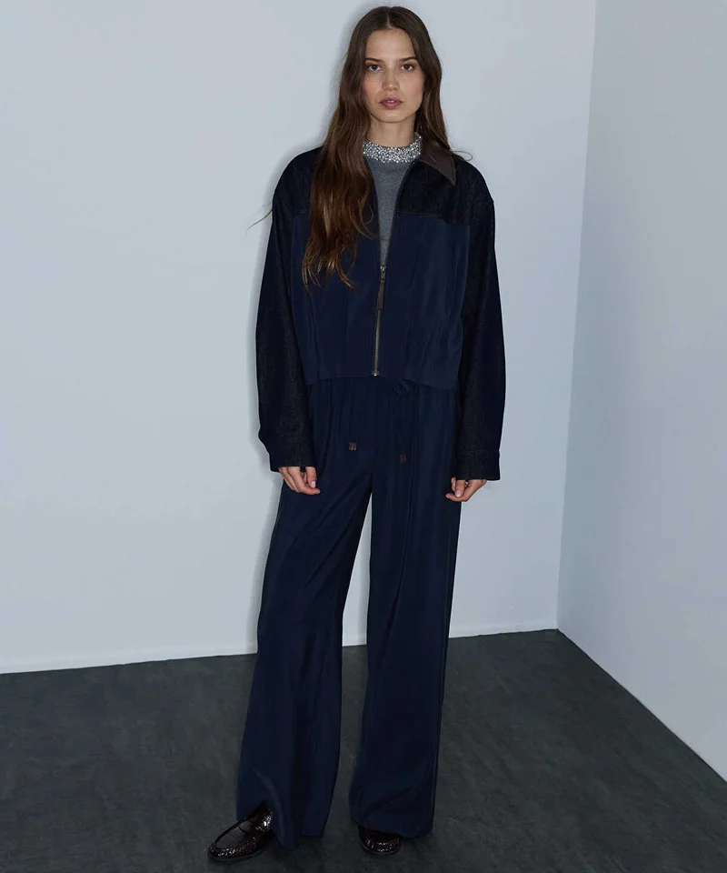 Elastic-Waist Wide-Leg Trousers