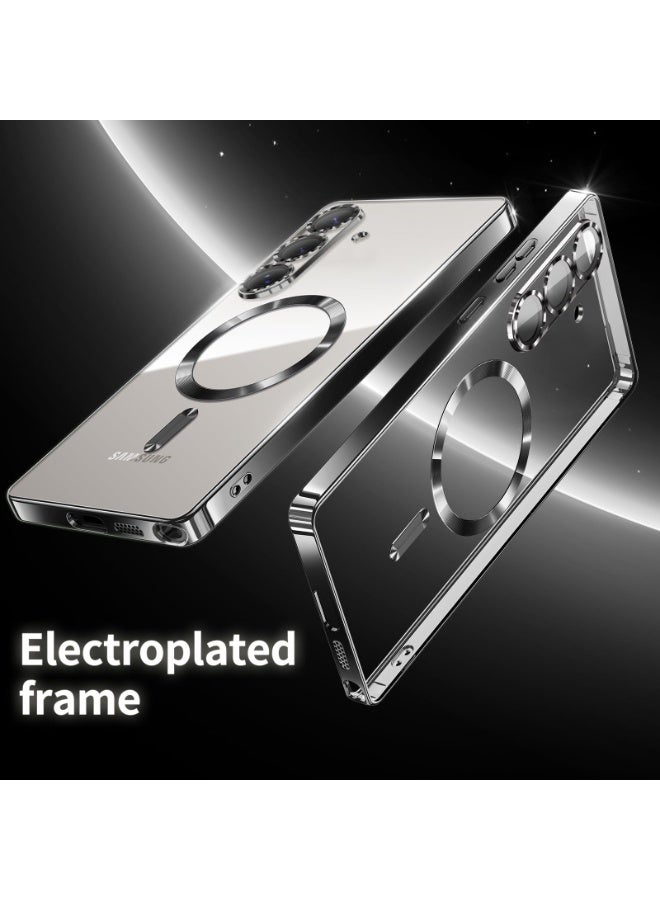 جراب مطلي بالكهرباء لهاتف Samsung Galaxy A36/A56، حماية كاملة لعدسة الكاميرا، متوافق مع الشحن اللاسلكي MagSafe، غطاء مغناطيسي ناعم مقاوم للصدمات من مادة TPU (أسود) - Image 2