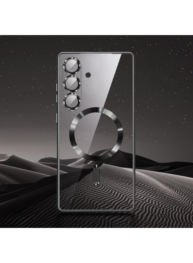 جراب مطلي بالكهرباء لهاتف Samsung Galaxy A36/A56، حماية كاملة لعدسة الكاميرا، متوافق مع الشحن اللاسلكي MagSafe، غطاء مغناطيسي ناعم مقاوم للصدمات من مادة TPU (أسود) - Image 5