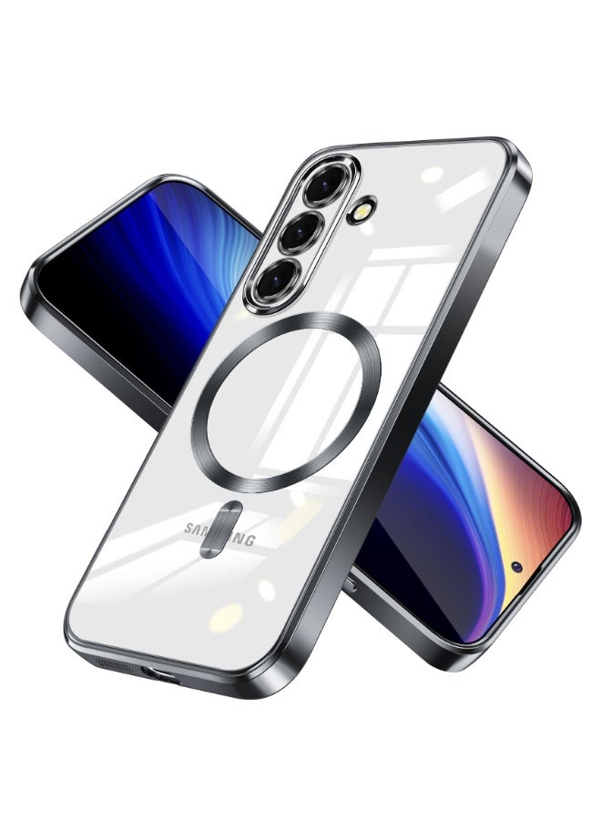 جراب مطلي بالكهرباء لهاتف Samsung Galaxy A36/A56، حماية كاملة لعدسة الكاميرا، متوافق مع الشحن اللاسلكي MagSafe، غطاء مغناطيسي ناعم مقاوم للصدمات من مادة TPU (أسود) - Image 1