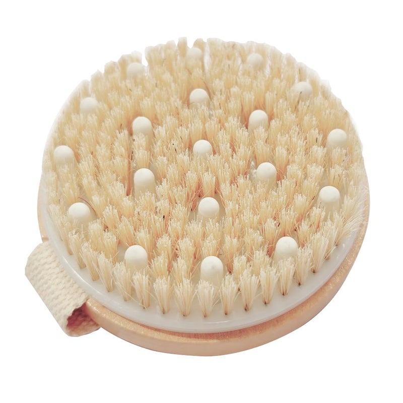 OHOO Bamboo Dry Body Brush Shower Brushing Removes Dry Skin with Massage Nodes Exfoliating Bath Brushes Body Scrubber - Image 1