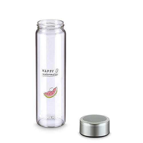 Freelance Ambrosia Glass Water Bottle 600 ml Watermelon - Borosilicate Glass Bottle for Fridge - BPA-Free, Leak-Proof Lid for Office, Gym, Outdoors - Eco-Friendly, Reusable Water Bottle Glass - Image 2